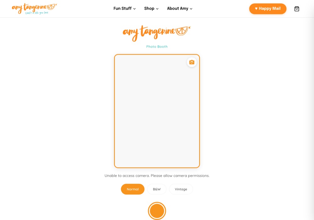 The photobooth page on amytangerine.com