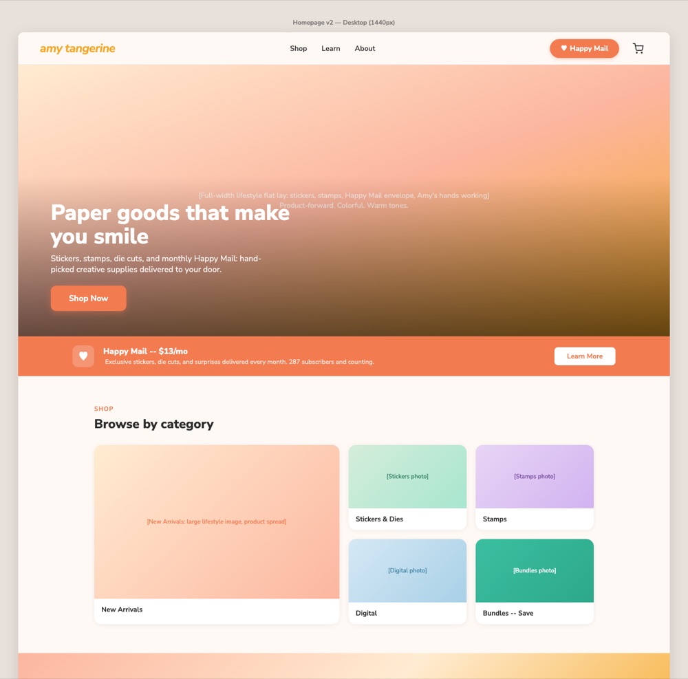 The April 4 homepage wireframe